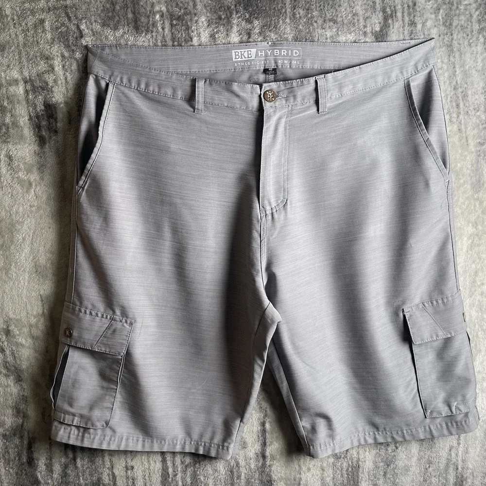 BKE Men's 40 Shorts 24L  12 Inseam Gray Cargo Pockets Athletic Fit  Lightweight‎